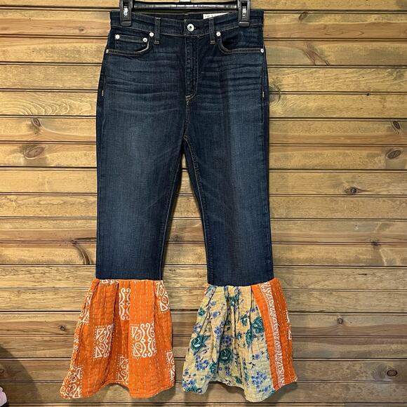 rag & bone Denim - Rag And Bone X Kantha Nina High Rise Ankle Skinny Jeans Sz 27 Hippie Boho Gypsy